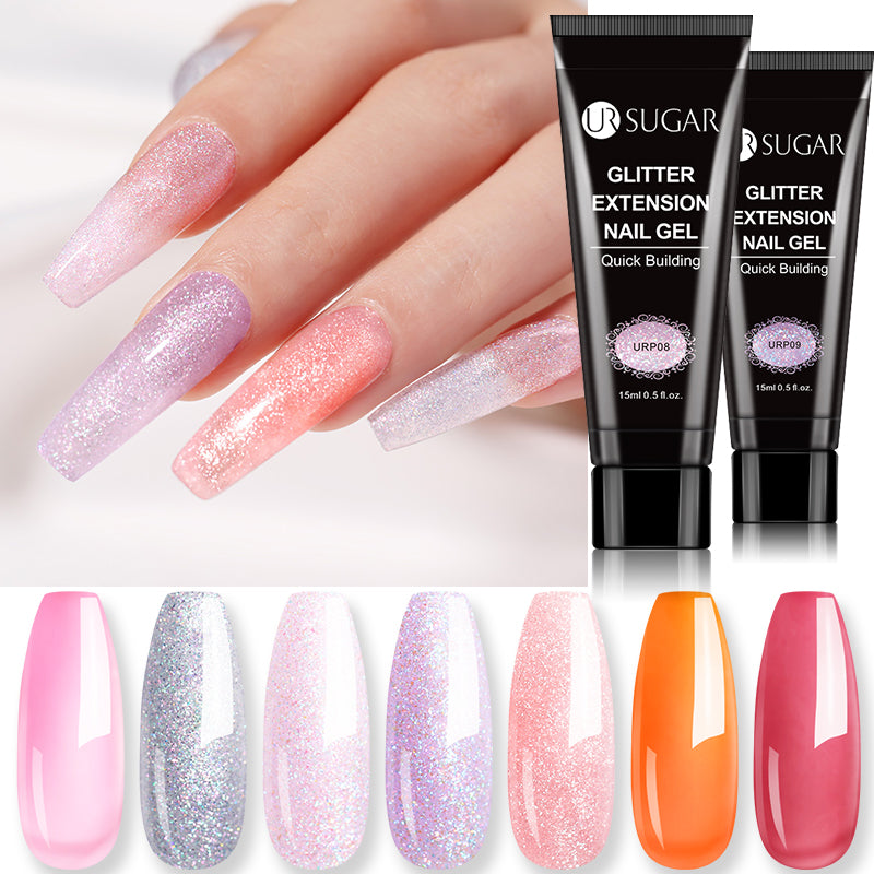 UR SUGAR Acrylic UV Gel Extension Nail Gel Kit Nude Glitter Color Fast Building Gel Nail Polish All For Manicure Nail Art Design