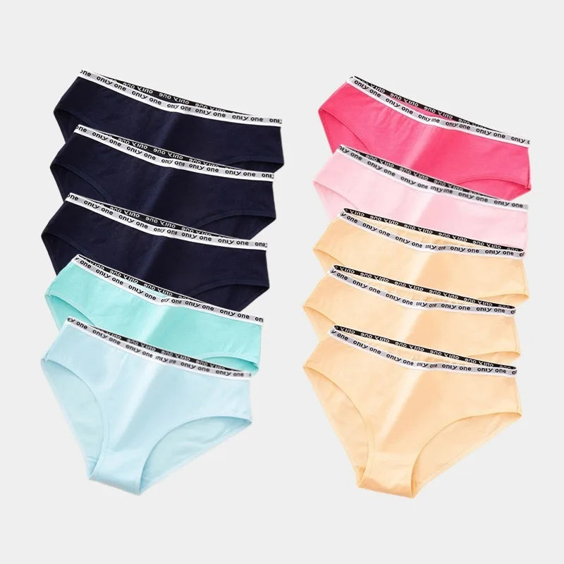 10 PCS/Lot 100 Cotton Panties for Women Cotton Briefs Solid Color Female Underwear Girl Underpants Skin-friendly Cotton Culottes