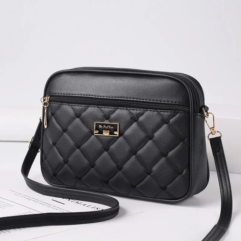 2024 Women's One Shoulder Small Square Handbag New Cross Border Foreign Trade Lingge PU Crossbody Versatile Small Messenger Bag