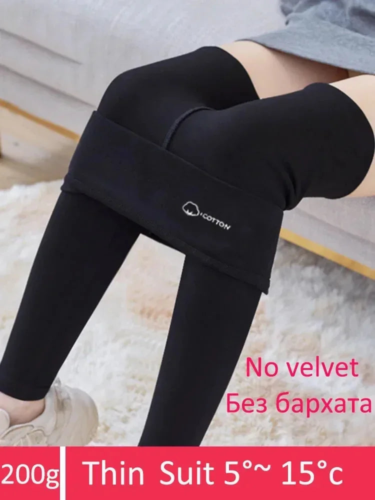 Winter Women's Leggings Thermal Velvet Cotton Slimming Tights with Fleece Pant Black Stretch Gray Thick Warm Leggings for Women