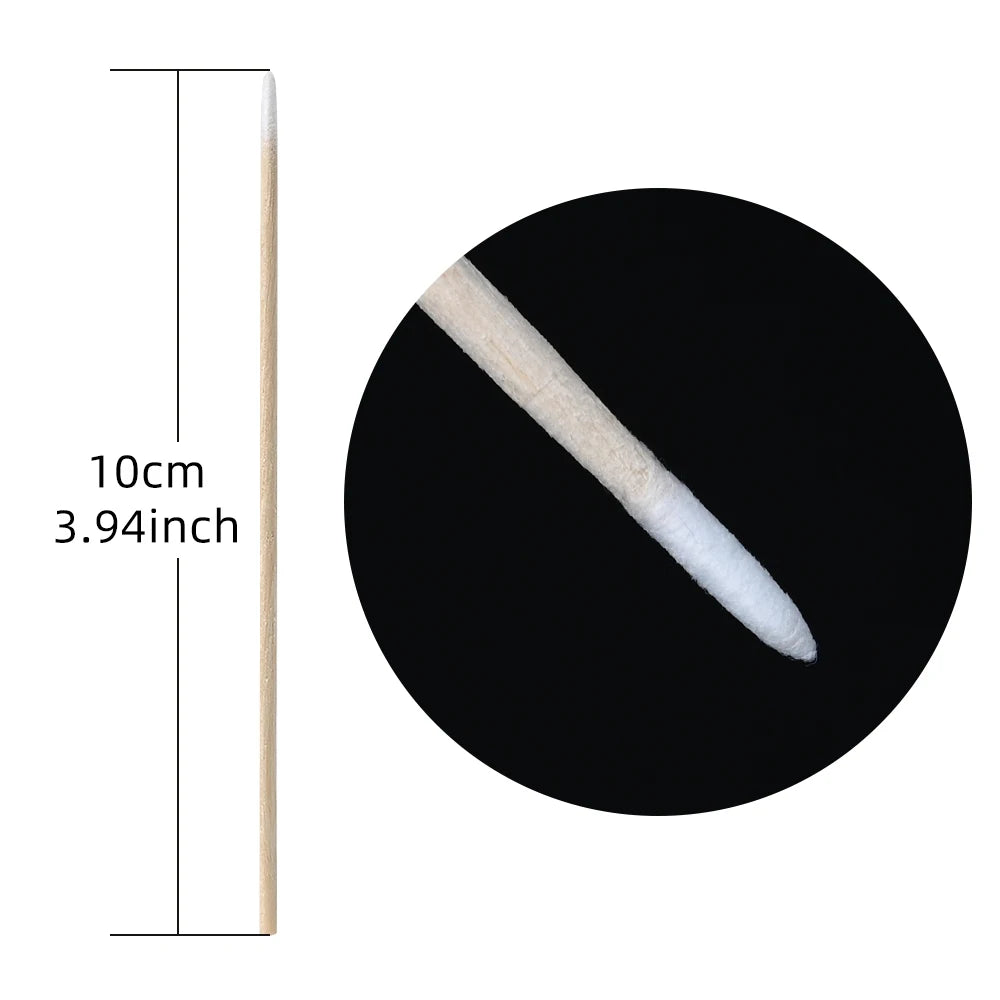 100/300/500Pcs Nails Wood Swab Cleaning Sticks Bud Tip Wooden Cotton Head Manicure Detail Corrector Nail Polish Remover 10cm