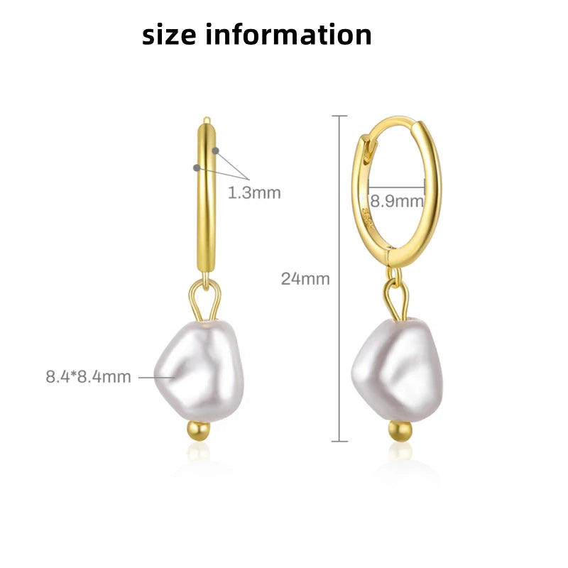 ROXI 925 Sterling Silver Pearls Earrings For Women Wedding Fine Jewelry Piercing Earrings Hoops Bohemia Pendientes Plata Earings