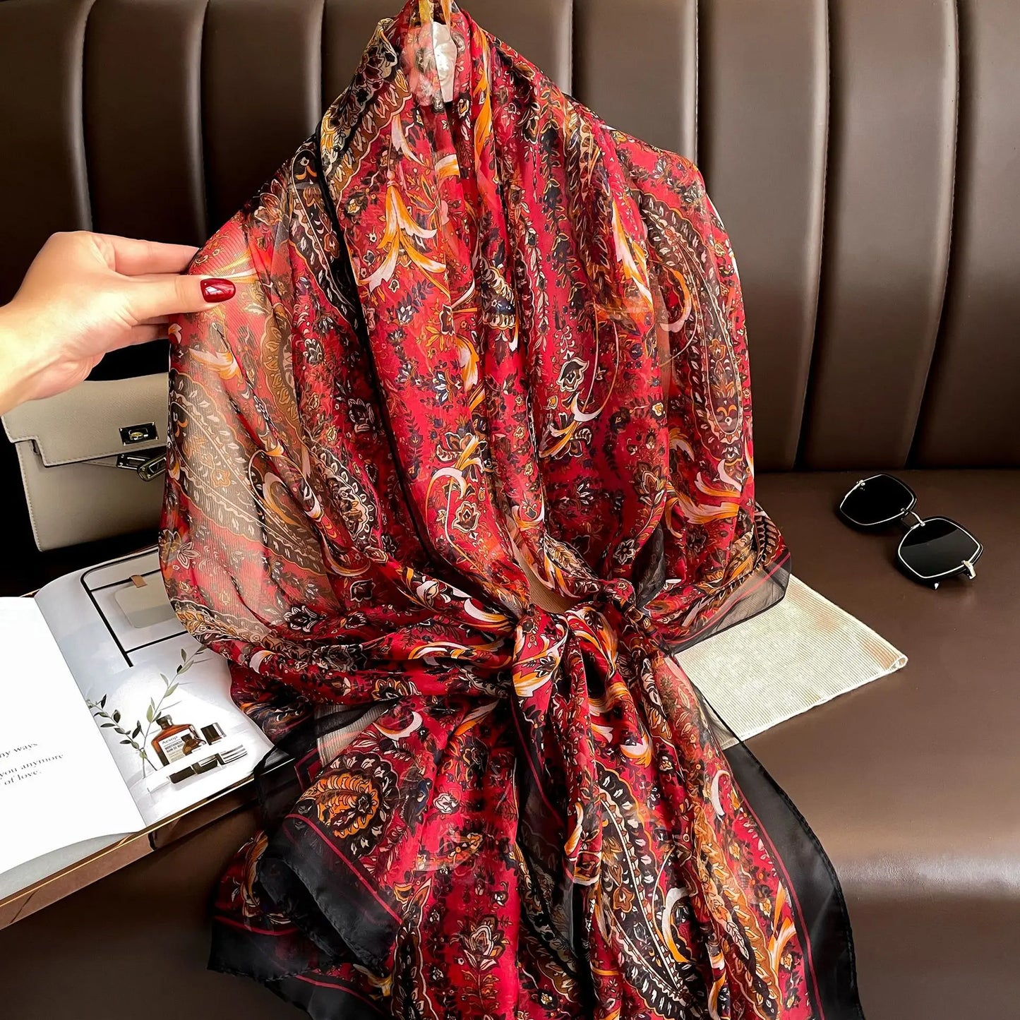 Silk Scarf Foulard Female Headbanda Luxury Hijab Women Soft Warm Pashmina Beach Scarves Echarpe Shawl Large Wrap Echarpe Bandana