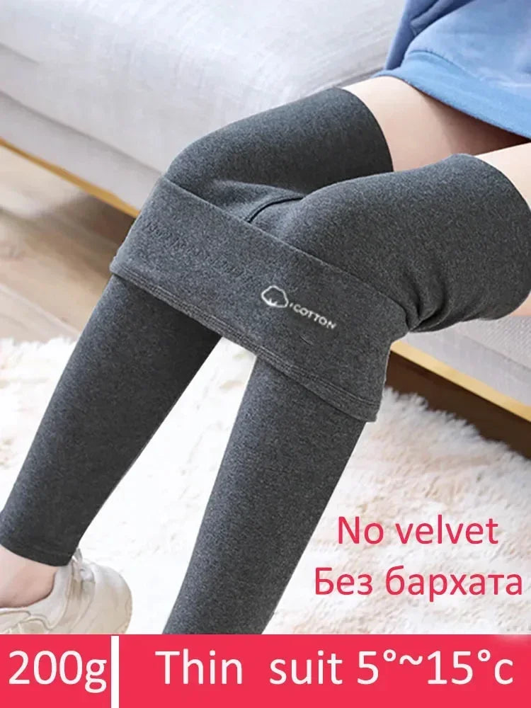 Winter Women's Leggings Thermal Velvet Cotton Slimming Tights with Fleece Pant Black Stretch Gray Thick Warm Leggings for Women