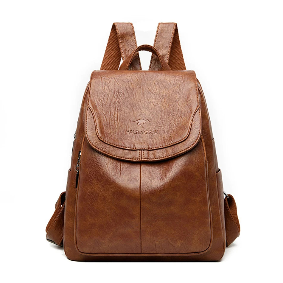 Ladies Bookbag Rucksack Women Large Capacity Backpack Purses High Quality Leather Female Vintage Bag School Bags Travel Bagpack