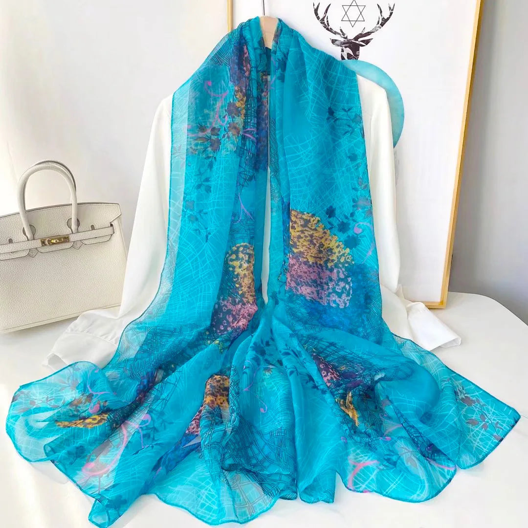 Silk Scarf Foulard Female Headbanda Luxury Hijab Women Soft Warm Pashmina Beach Scarves Echarpe Shawl Large Wrap Echarpe Bandana