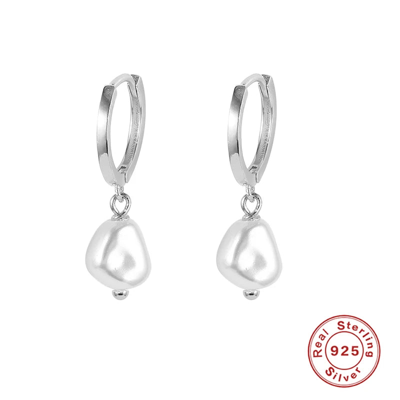 ROXI 925 Sterling Silver Pearls Earrings For Women Wedding Fine Jewelry Piercing Earrings Hoops Bohemia Pendientes Plata Earings