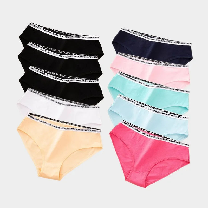 10 PCS/Lot 100 Cotton Panties for Women Cotton Briefs Solid Color Female Underwear Girl Underpants Skin-friendly Cotton Culottes