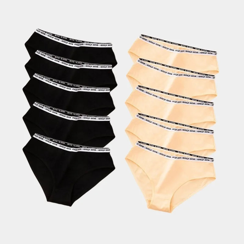 10 PCS/Lot 100 Cotton Panties for Women Cotton Briefs Solid Color Female Underwear Girl Underpants Skin-friendly Cotton Culottes