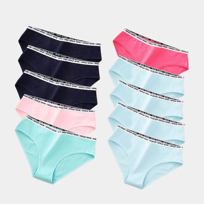 10 PCS/Lot 100 Cotton Panties for Women Cotton Briefs Solid Color Female Underwear Girl Underpants Skin-friendly Cotton Culottes