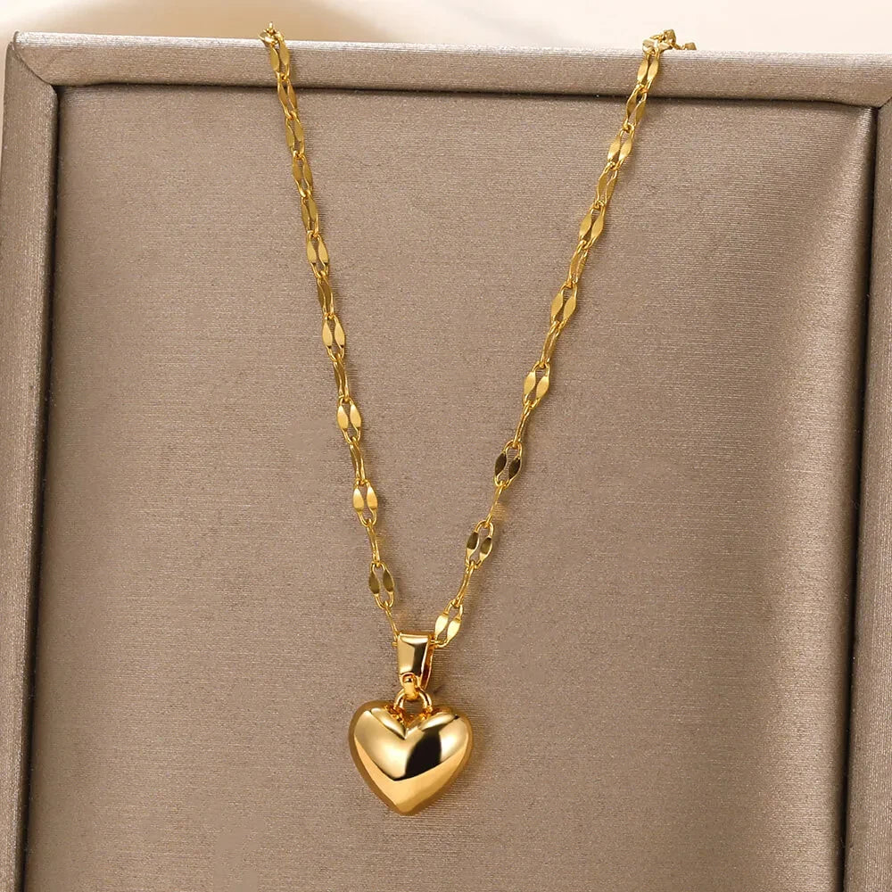 Stainless Steel Love Heart Necklace For Women 2024 New Trendy Lip Chain Simple Pendant Necklace Jewelry free shipping