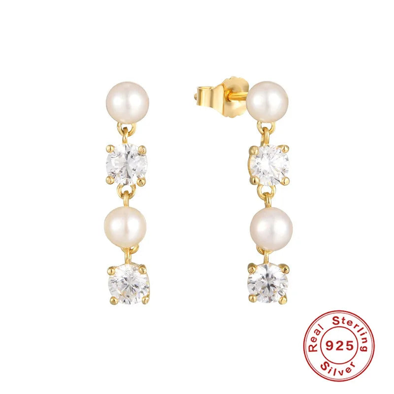 ROXI 925 Sterling Silver Pearls Earrings For Women Wedding Fine Jewelry Piercing Earrings Hoops Bohemia Pendientes Plata Earings