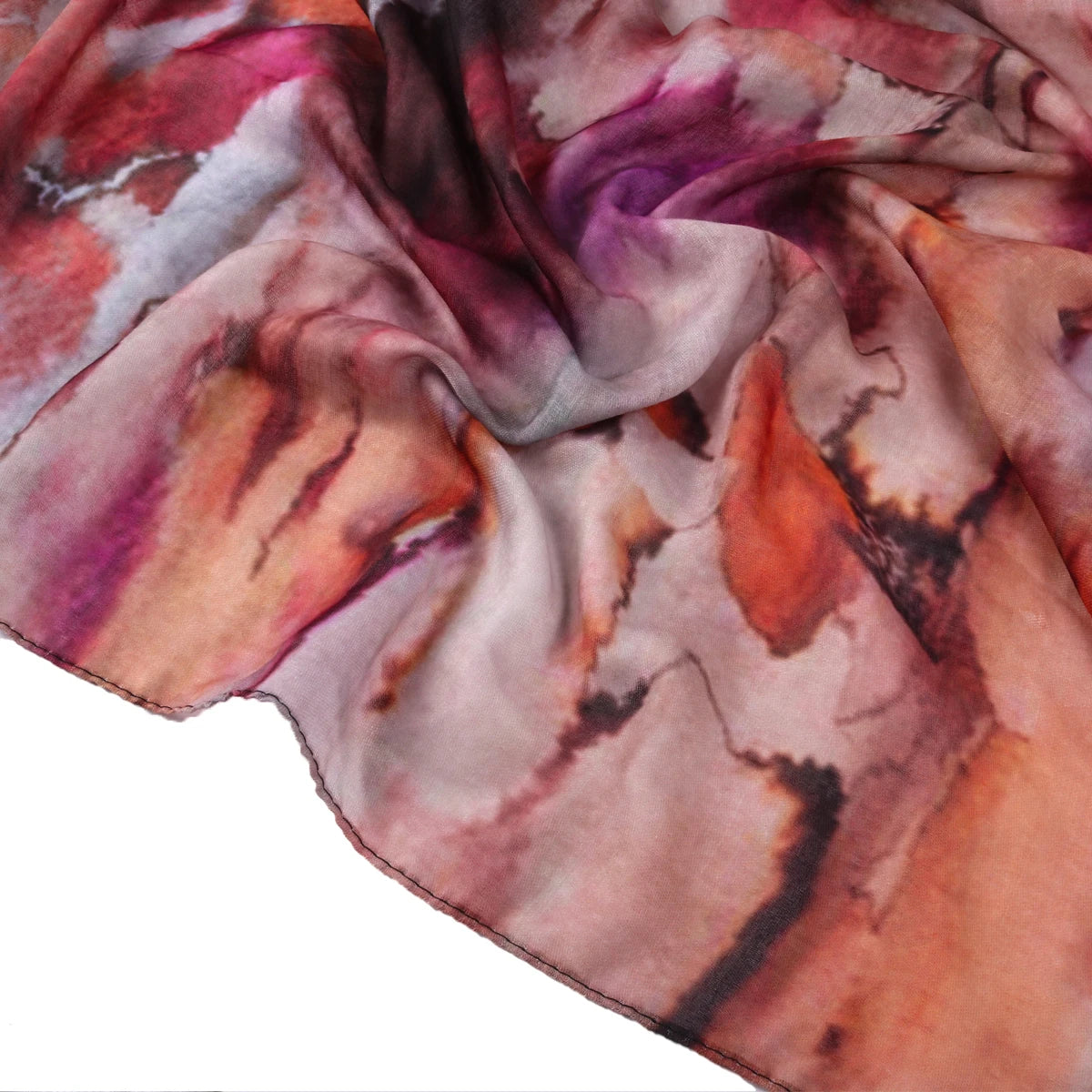 Watercolour Floral Printed Breathable Light Weight Soft Cotton Rayon Viscose Woven Muslim Women Shawl Hijab Scarf