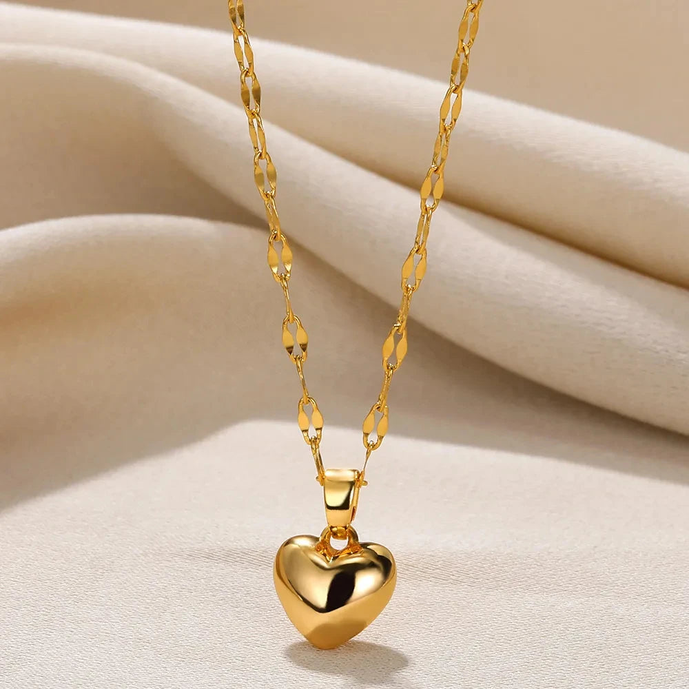 Stainless Steel Love Heart Necklace For Women 2024 New Trendy Lip Chain Simple Pendant Necklace Jewelry free shipping