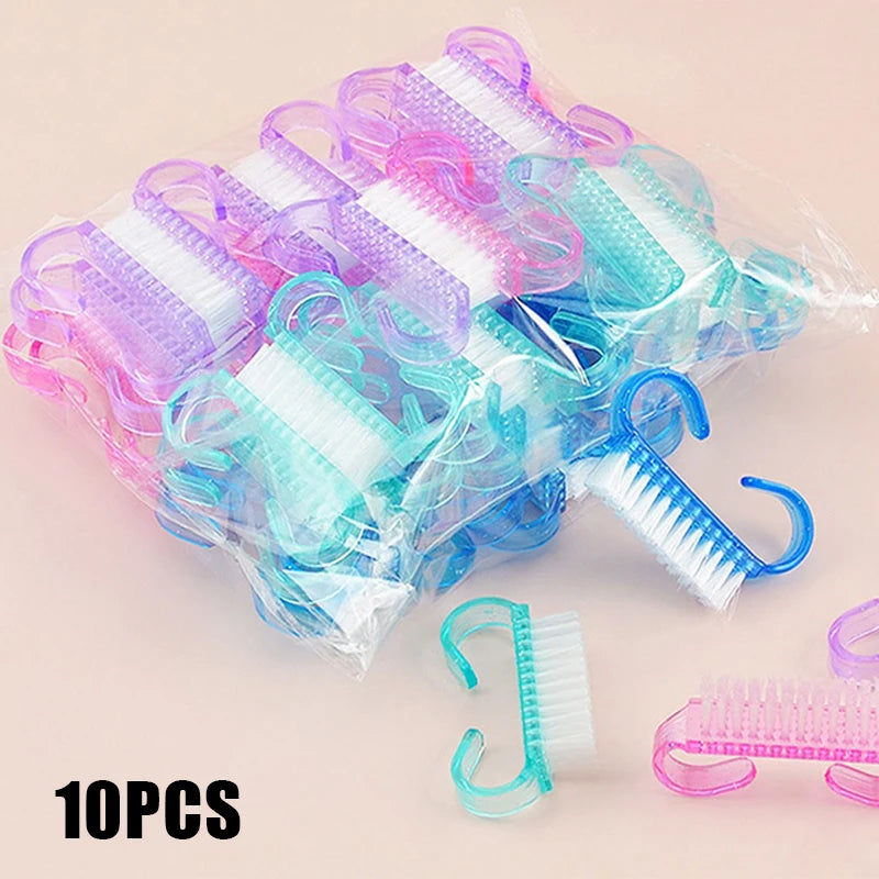 10/1Pcs Plastic Nail Brushes Mix Color Nail Hand Scrubbing Cleaning Brush Dust Cleaner Nail Art Manicure Soft Remover Tools