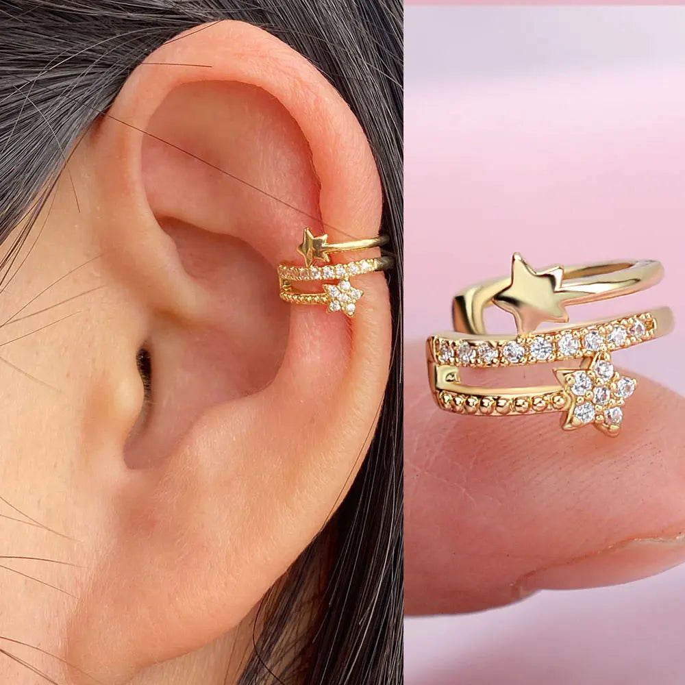 1Piece Climber Ear Cuff Ear Clip for Women CZ No Pierced C Shape Geometric Small Earcuff Ear Wrap Earcuff Clips Jewelry Gifts