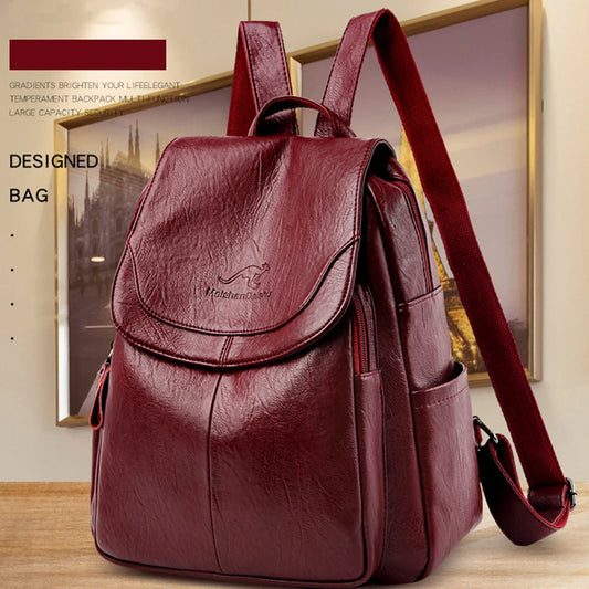 Ladies Bookbag Rucksack Women Large Capacity Backpack Purses High Quality Leather Female Vintage Bag School Bags Travel Bagpack