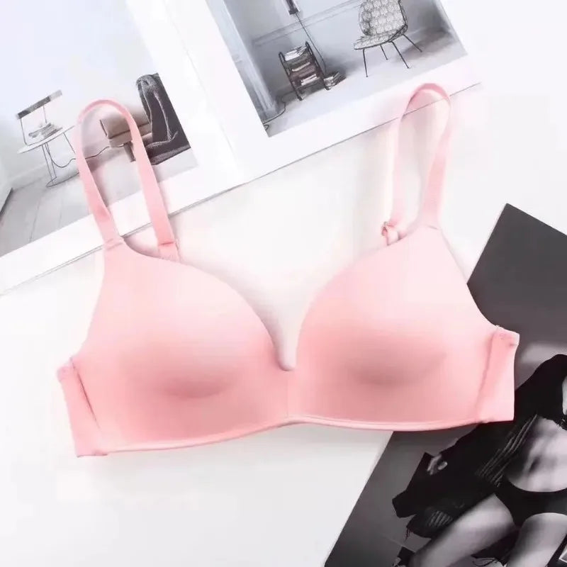 Simple Seamless Underwear Sexy Gathered Bras Soft Breathable Bras Solid Color Underwear Girls Women Underwear Accessories