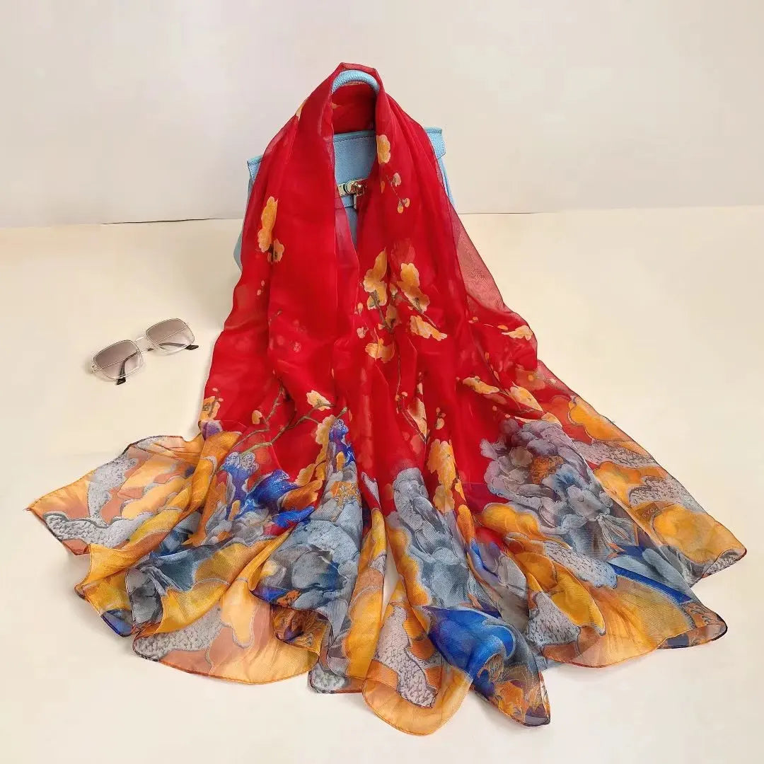 Silk Scarf Fashion Design Neck Foulard Female Luxury Hijab Women Warm Beach Scarves Echarpe Shawl Large Wrap Echarpe Bandana