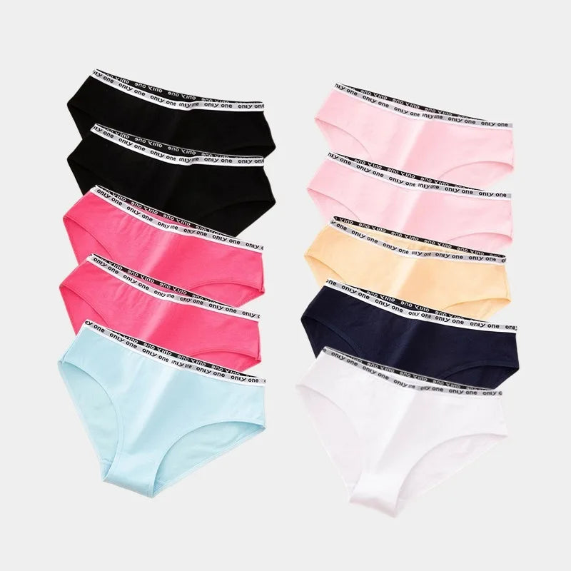 10 PCS/Lot 100 Cotton Panties for Women Cotton Briefs Solid Color Female Underwear Girl Underpants Skin-friendly Cotton Culottes