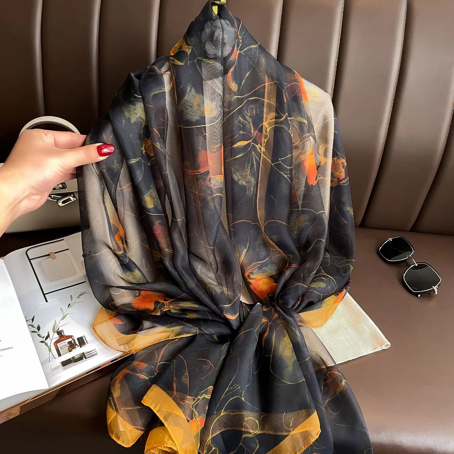 Silk Scarf Foulard Female Headbanda Luxury Hijab Women Soft Warm Pashmina Beach Scarves Echarpe Shawl Large Wrap Echarpe Bandana