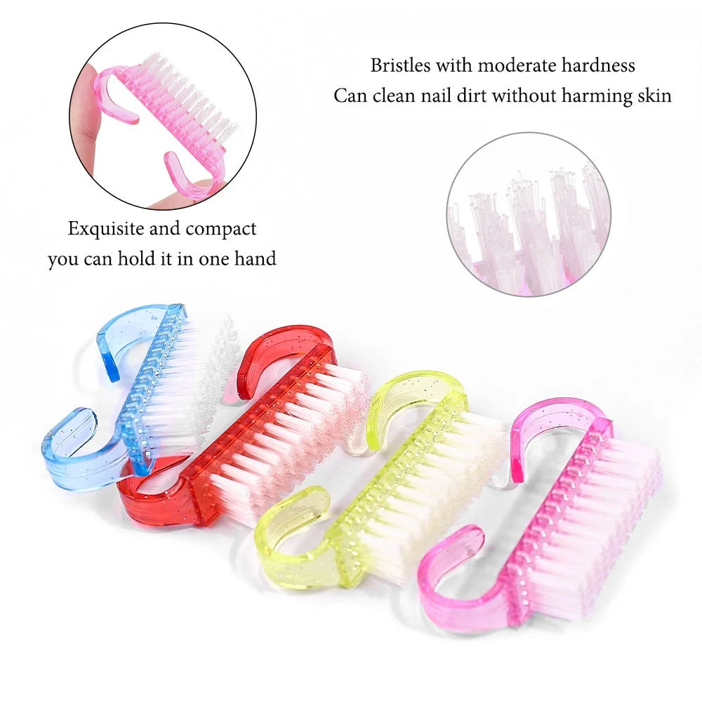 10/1Pcs Plastic Nail Brushes Mix Color Nail Hand Scrubbing Cleaning Brush Dust Cleaner Nail Art Manicure Soft Remover Tools