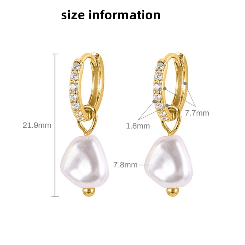 ROXI 925 Sterling Silver Pearls Earrings For Women Wedding Fine Jewelry Piercing Earrings Hoops Bohemia Pendientes Plata Earings