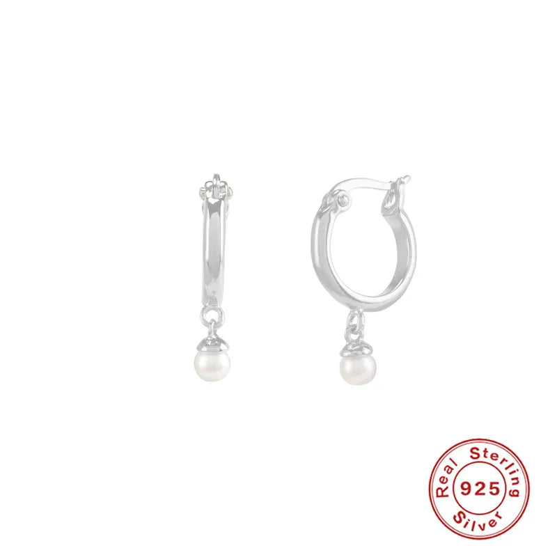 ROXI 925 Sterling Silver Pearls Earrings For Women Wedding Fine Jewelry Piercing Earrings Hoops Bohemia Pendientes Plata Earings