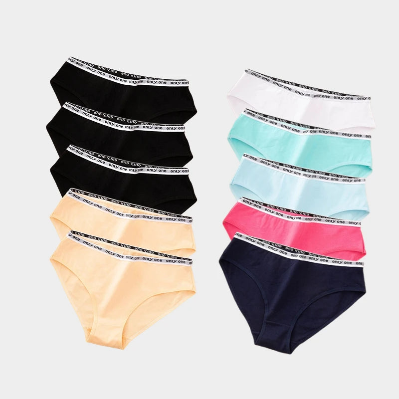 10 PCS/Lot 100 Cotton Panties for Women Cotton Briefs Solid Color Female Underwear Girl Underpants Skin-friendly Cotton Culottes