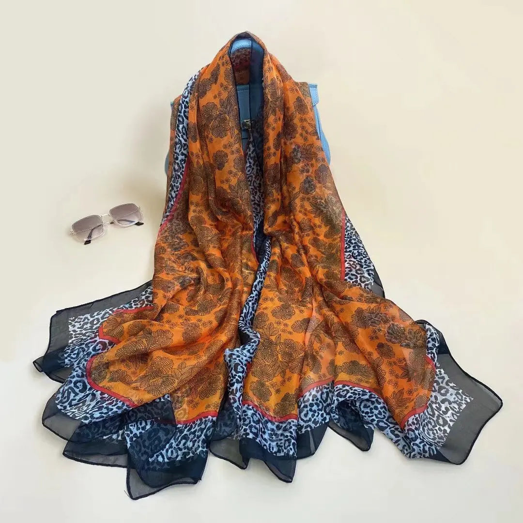 Silk Scarf Fashion Design Neck Foulard Female Luxury Hijab Women Warm Beach Scarves Echarpe Shawl Large Wrap Echarpe Bandana